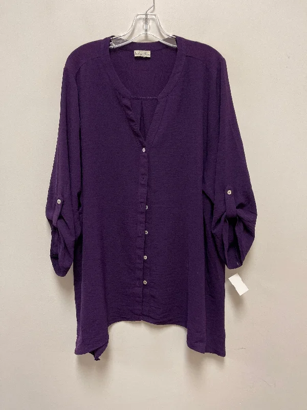 Blouse Long Sleeve By Clothes Mentor In Purple, Size: 3x