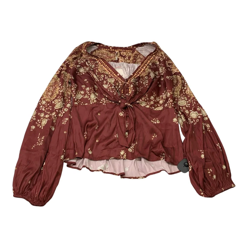 Blouse Long Sleeve By Free People In Red, Size: L