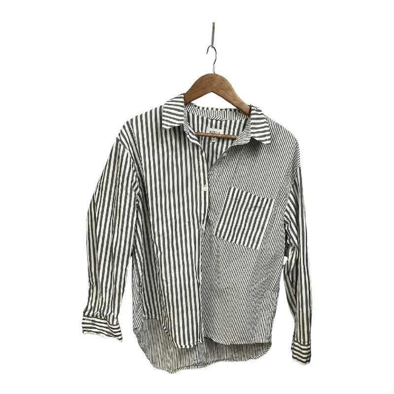 Blouse Long Sleeve By Pistola In Striped Pattern, Size: M