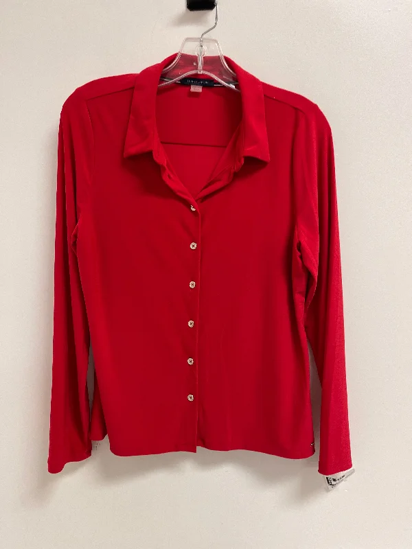 Blouse Long Sleeve By Tommy Hilfiger In Red, Size: M