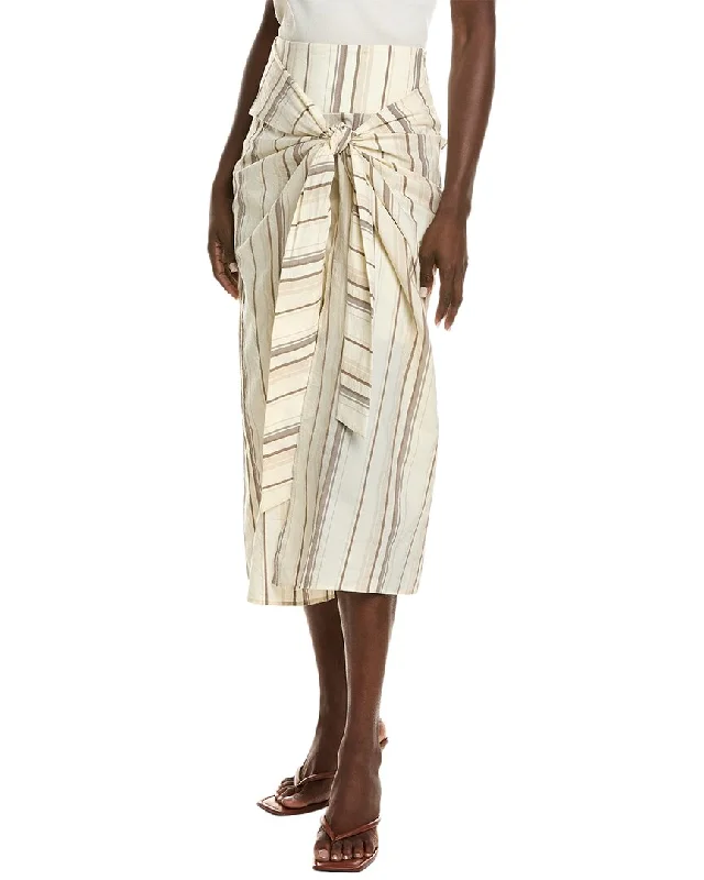 Brunello Cucinelli Linen-Blend Wrap Skirt