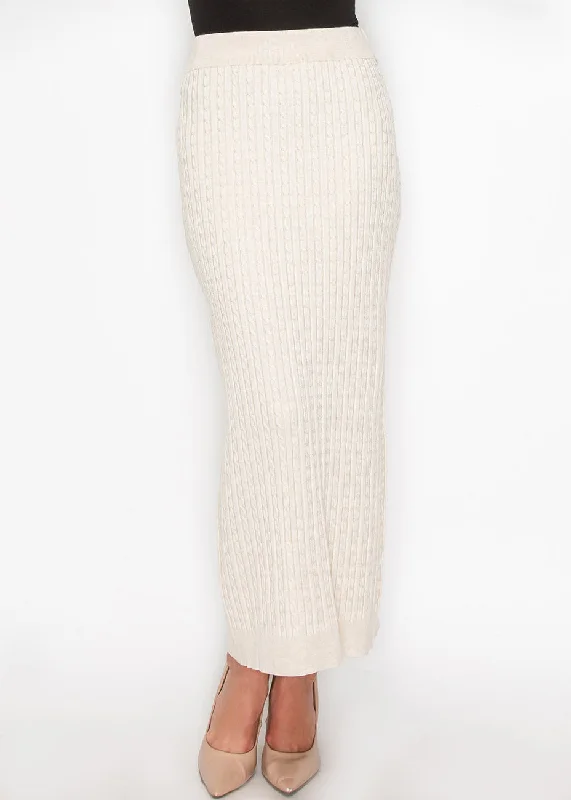 Cable Knit Cream Maxi Skirt