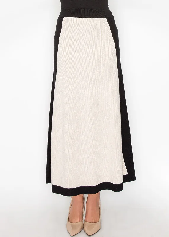 Classic Colorblock Cream and Black Knit Skirt