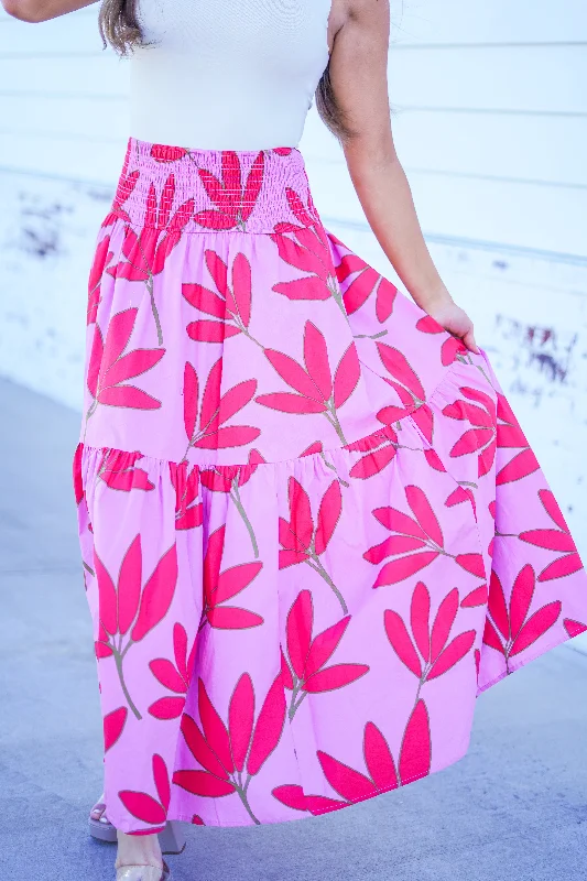 Elora Palm Floral Print Maxi Skirt - FINAL SALE