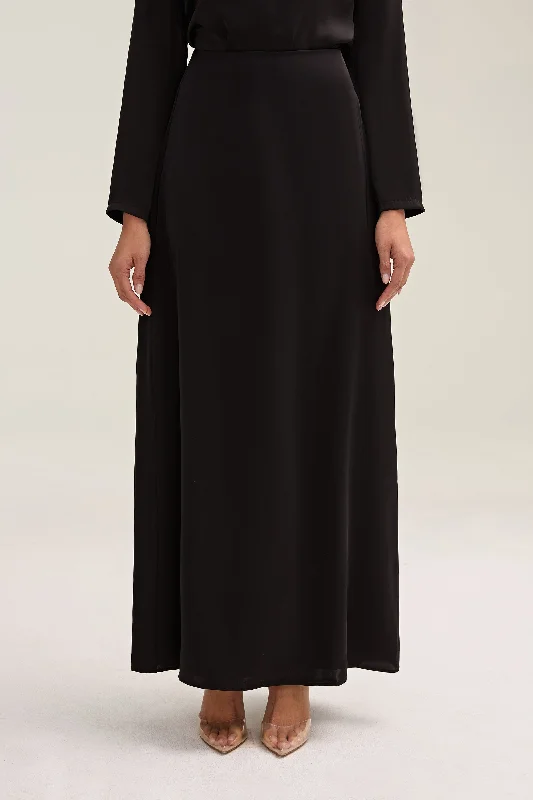 Essential Satin Maxi Skirt - Black