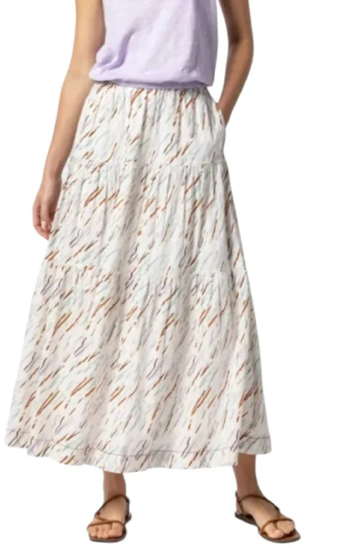 Tiered Maxi Skirt In Wave Print