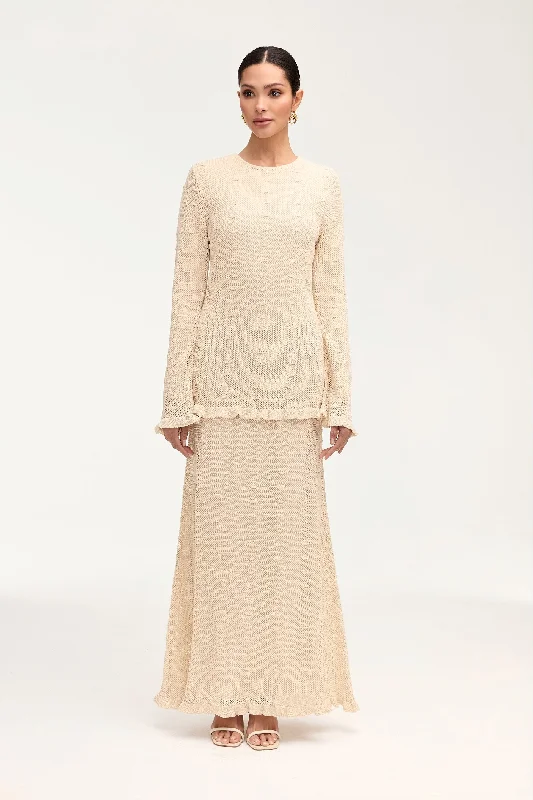 Yara Crochet Maxi Skirt - Off White