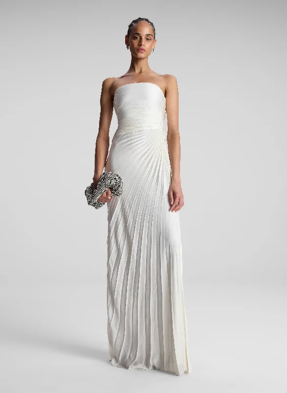 Bianca Strapless Pleated Maxi Dress