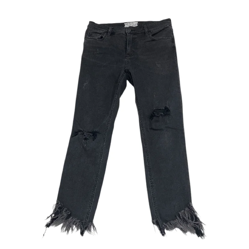 Jeans Skinny By Free People In Black Denim, Size: 4