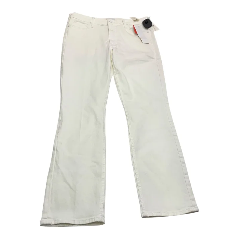 Jeans Skinny By Mother Jeans In White Denim, Size: 12