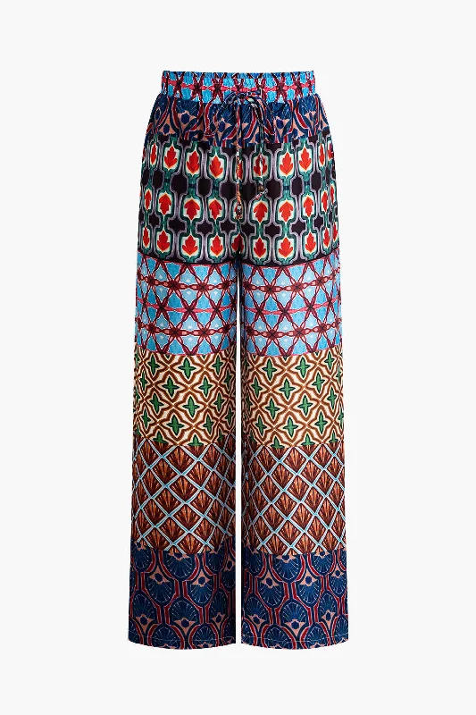 Geometric Print Wide Leg Pants