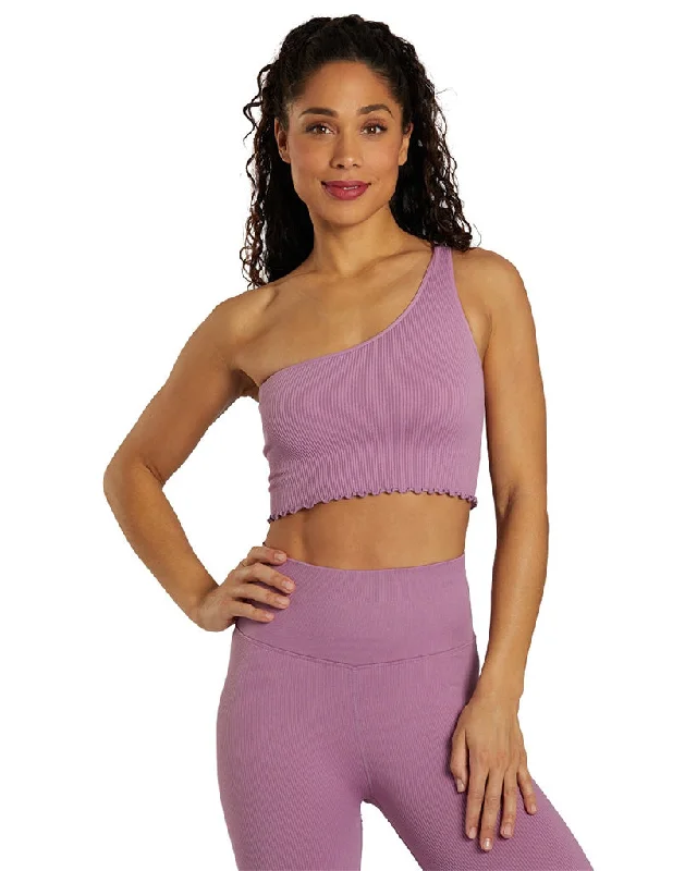 Spiritual Gangster Luna One Shoulder Crop Bra Top - Womens - Amethyst