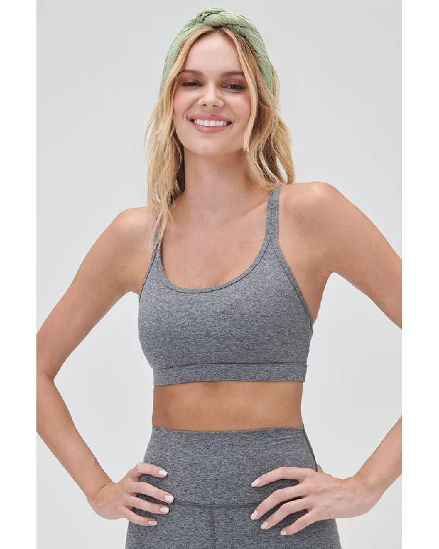 Spiritual Gangster Vibra Tech Heather Racer Back Bra - SU33676013 - Womens - Heather Grey