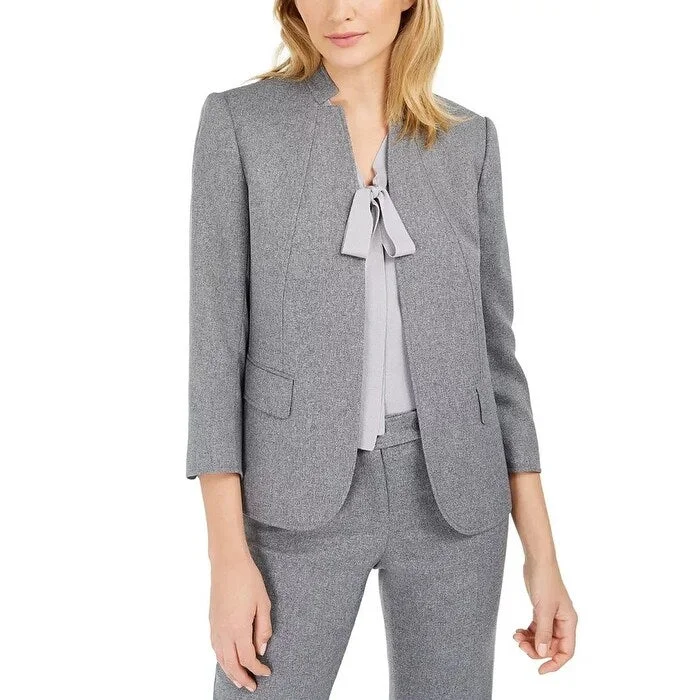 Anne Klein Women's Cutaway-Collar Jacket Gray Size 16