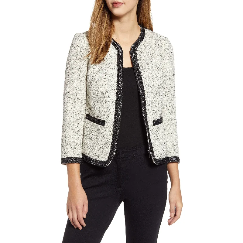 Anne Klein Women's Speckled Tweed Jacket White Size 4