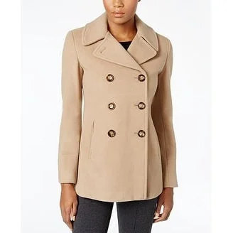 Calvin Klein Petite Double-Breasted Peacoat Camel in Size 2P