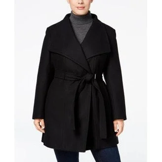 Calvin Klein Plus Size Belted Walker Coat Black