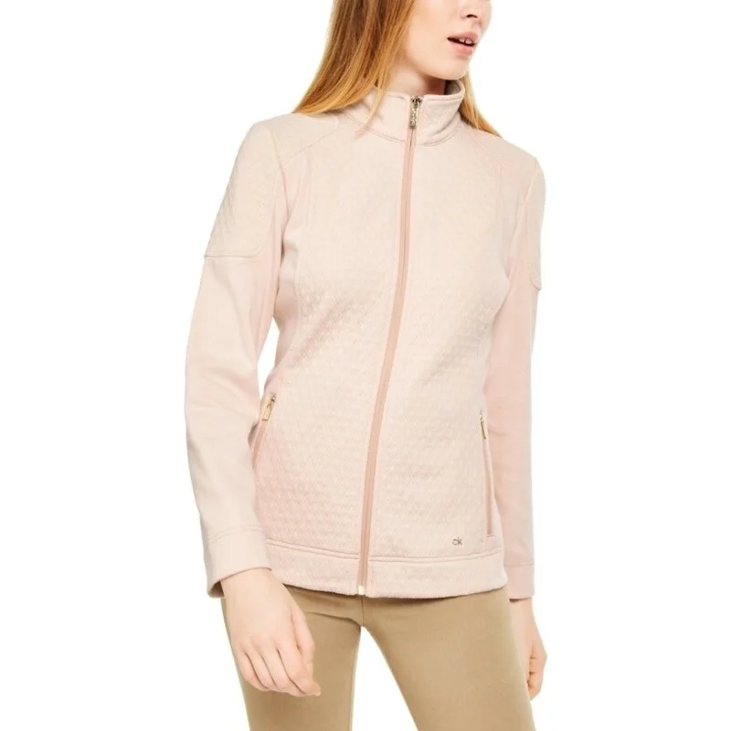 Calvin Klein Women's Diamond Stitch Fleece Jacket Pink Size Large