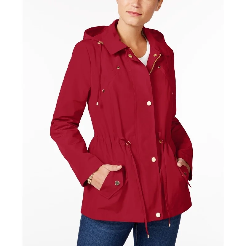 Charter Club Women's Water-Resistant Hooded Anorak Jacket Wine Size Large