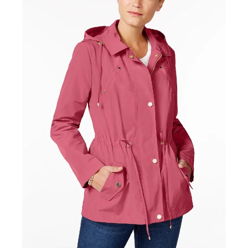 Charter Club Women's Water-Resistant Hooded Anorak Jacket Wine Size Medium