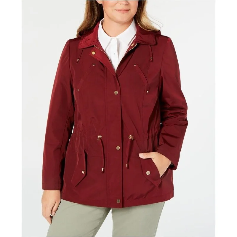 Charter Club Women's Water Resistant Utility Jacket Wine Size 3X