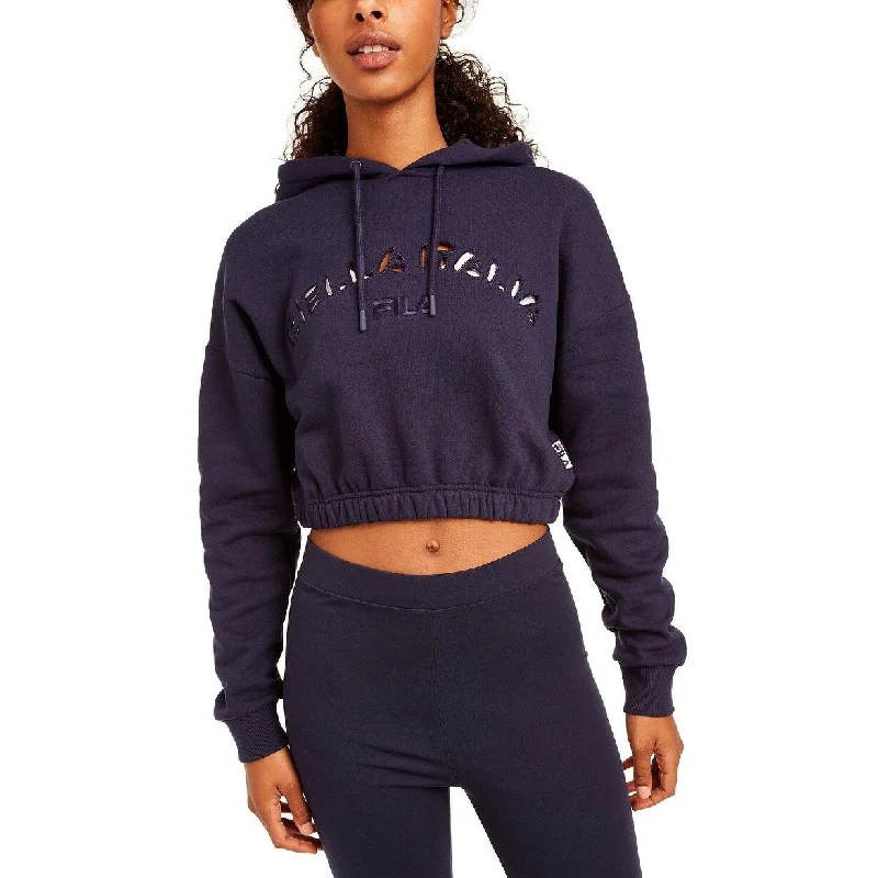 Fila Women's Dana Logo Cropped Hoodie Navy Size Large