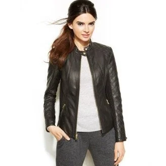 INC International Concepts Quilted Faux-Leather Moto Jacket Black Extra Large