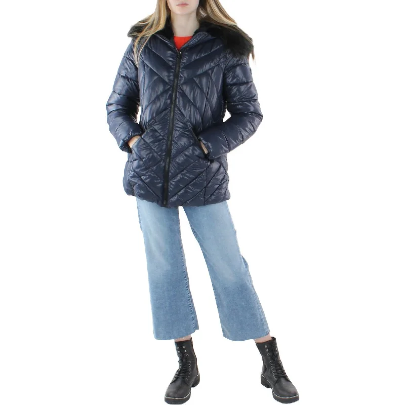 Jessica Simpson Womens Faux Fur Warm Quilted Coat