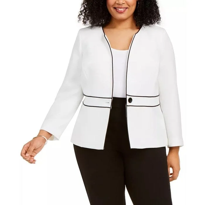 Kasper Women's Piped Jacket White Size Petite Small - Petite Small