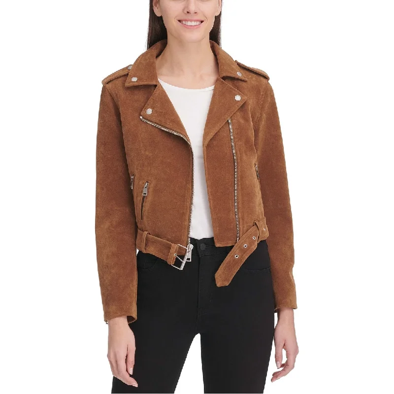 Levi's Women's Belted Faux Suede Moto Jacket Brown Size Extra Large