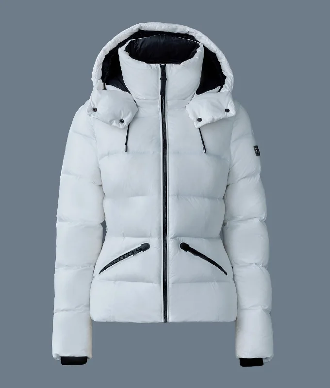 MADALYN lustrous light down jacket with hood for ladies White