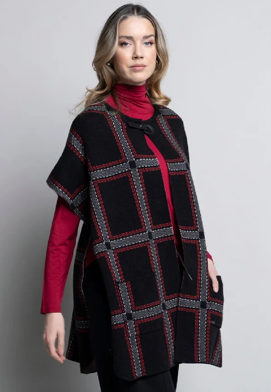 Plaid Cape With Pockets