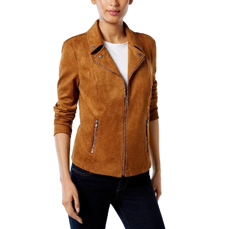 Style & Co Women's Faux Suede Moto Jacket Brown Size 2 Extra Large - XX-Large