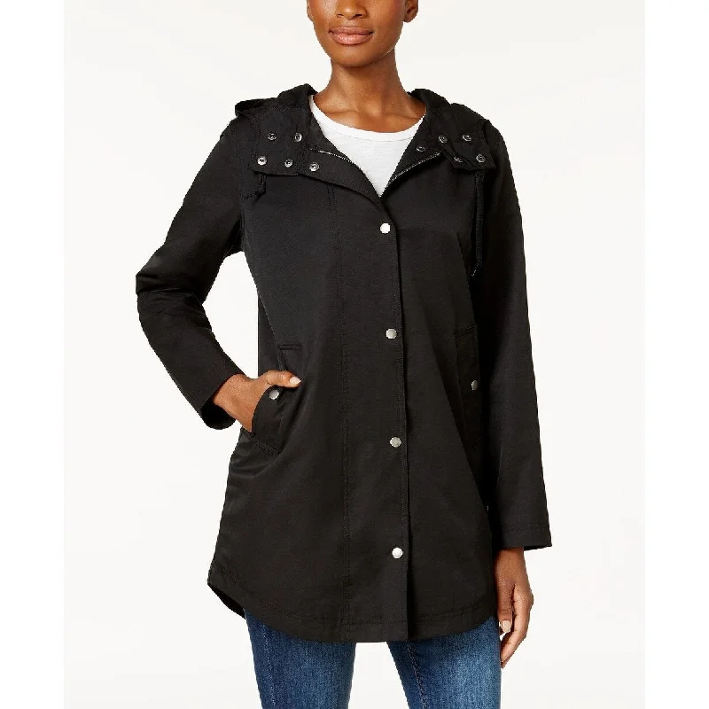 Style & Co Women's Hooded Anorak Jacket Black Size Large