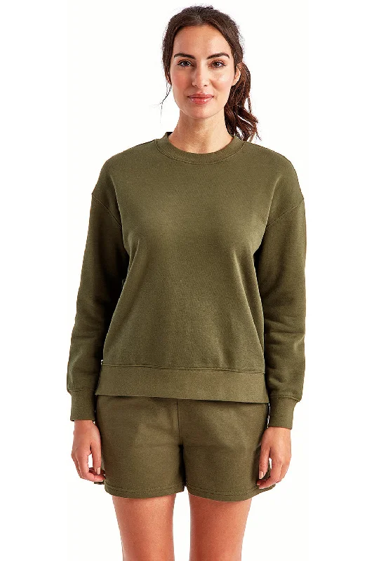 TriDri Womens Billie Side Zip Crewneck Sweatshirt - Olive Green