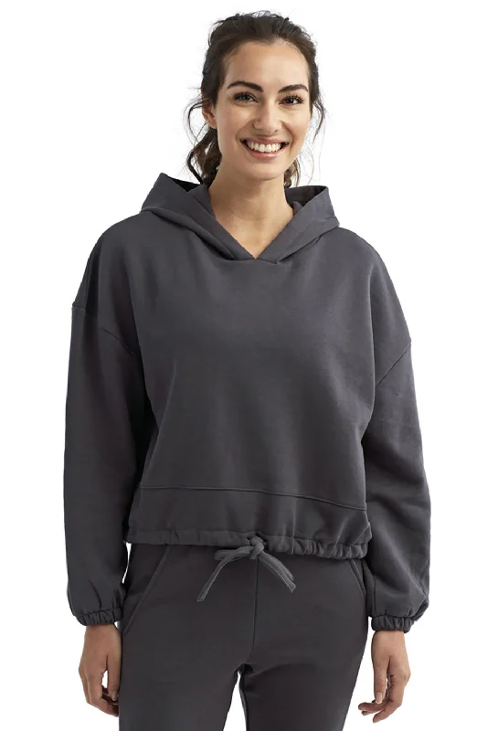 TriDri Womens Maria Cropped Hooded Sweatshirt Hoodie - Charcoal Grey