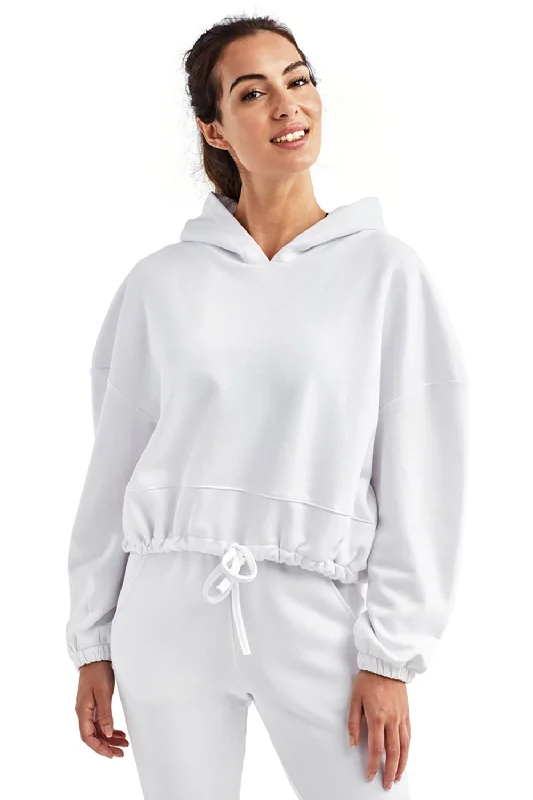 TriDri Womens Maria Cropped Hooded Sweatshirt Hoodie - White