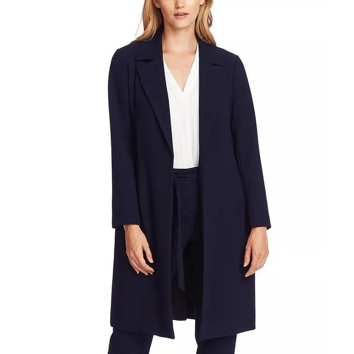 Vince Camuto Women's Notch Collar Long Parisian Crepe Jacket Blue Navy Size X-Small - XS