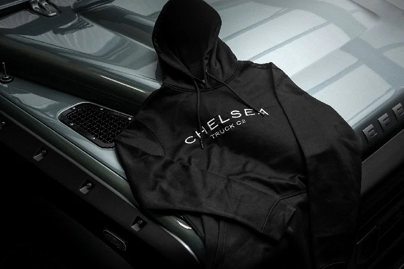 Chelsea Truck's Black with White Embroidery Hoodie