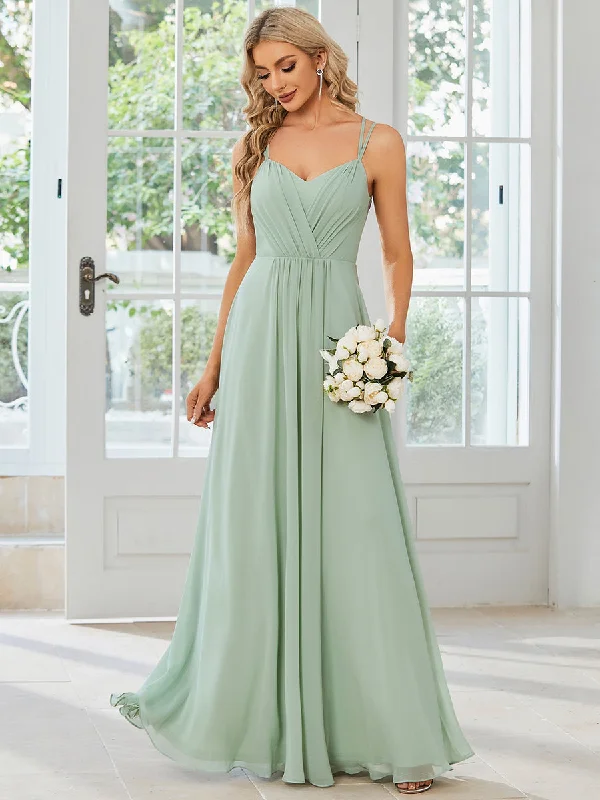 Lace V Back Chiffon Wholesale Bridesmaid Dresses