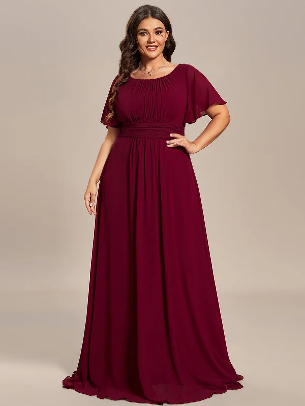 Plus Round Neck Pleated Wholesale Bridesmaid Dresses