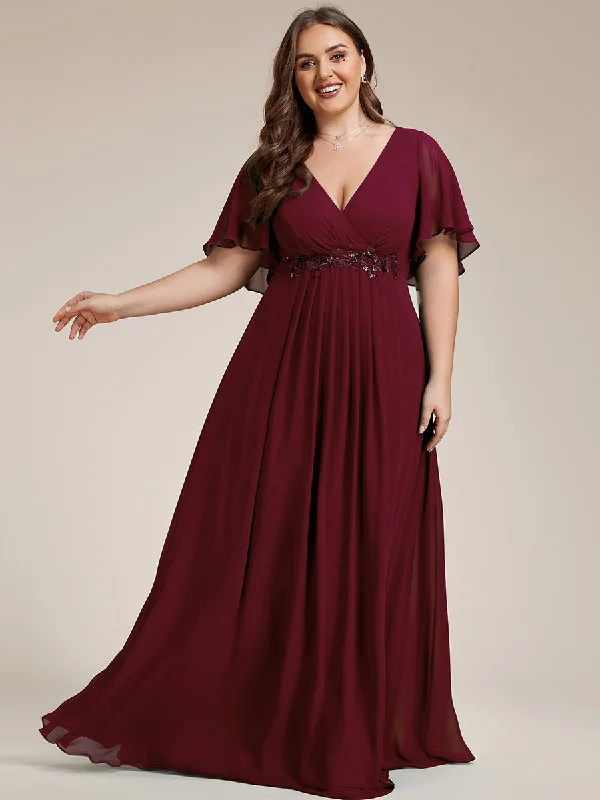 Plus V Neck Appliques Pleated Wholesale Bridesmaid Dresses