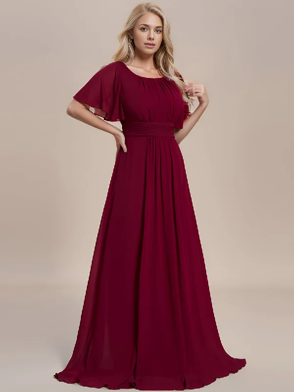 Round Neck Pleated Wholesale Bridesmaid Dresses